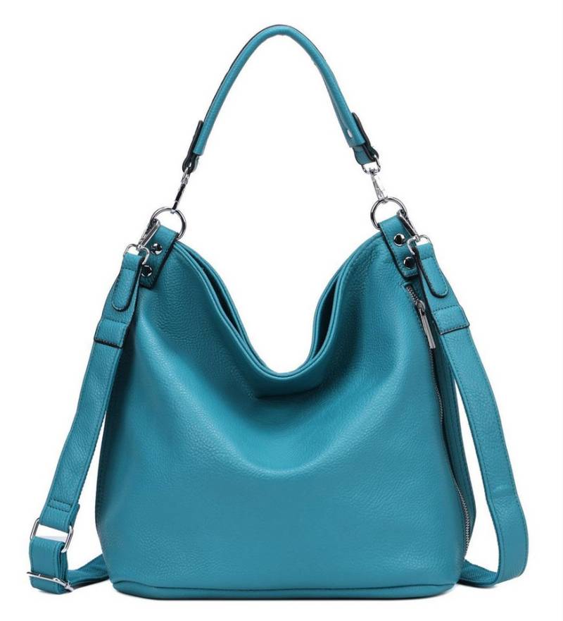 ITALYSHOP24 Schultertasche DAMEN XXL SHOPPER HOBO Cross Over Body Bag Umhängetasche Weekender (Spar-Set: Henkel Tasche mit Muster Schultergurt, Workbag Leder Optik, 2-tlg., mit Henkel und Muster Schultergurt), große 3xFach geteiltes Hauptfach, Freizeit Abend Urlaub, Leder Optik von ITALYSHOP24