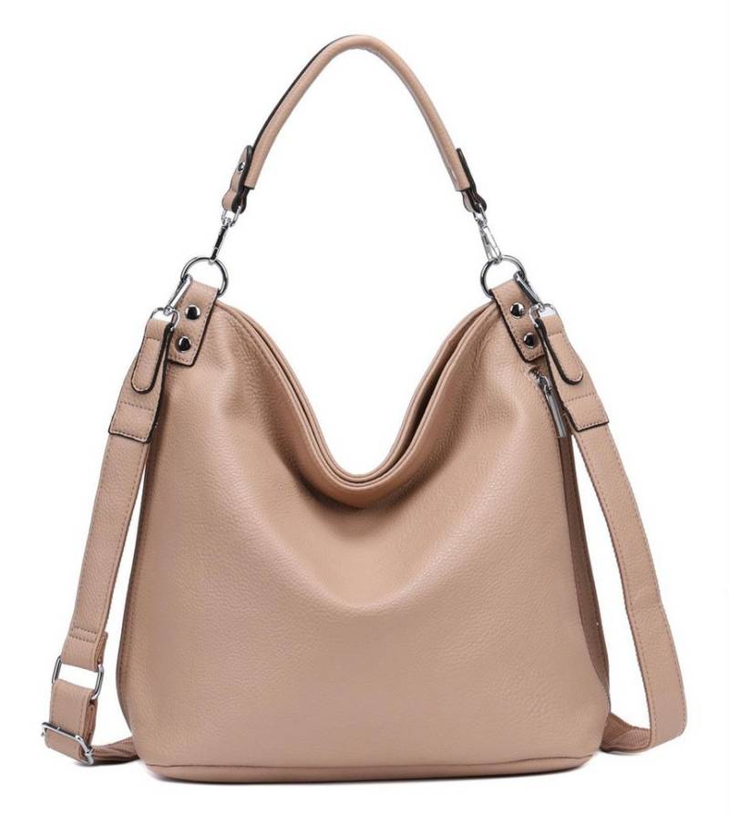 ITALYSHOP24 Schultertasche DAMEN XXL SHOPPER HOBO Cross Over Body Bag Umhängetasche Weekender (Spar-Set: Henkel Tasche mit Muster Schultergurt, Workbag Leder Optik, 2-tlg., mit Henkel und Muster Schultergurt), große 3xFach geteiltes Hauptfach, Freizeit Abend Urlaub, Leder Optik von ITALYSHOP24