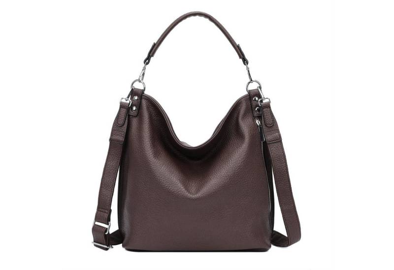 ITALYSHOP24 Schultertasche DAMEN XXL SHOPPER HOBO Cross Over Body Bag Umhängetasche Weekender (Spar-Set: Henkel Tasche mit Muster Schultergurt, Workbag Leder Optik, 2-tlg), große 3xFach geteiltes Hauptfach, Freizeit Abend Urlaub, Leder Optik von ITALYSHOP24