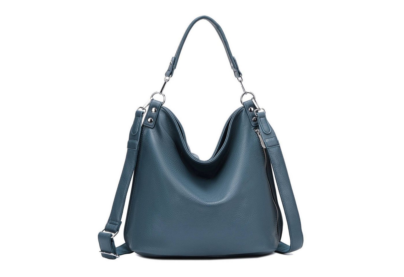 ITALYSHOP24 Schultertasche DAMEN XXL SHOPPER HOBO Cross Over Body Bag Umhängetasche Weekender (Spar-Set: Henkel Tasche mit Muster Schultergurt, Workbag Leder Optik, 2-tlg), große 3xFach geteiltes Hauptfach, Freizeit Abend Urlaub, Leder Optik von ITALYSHOP24