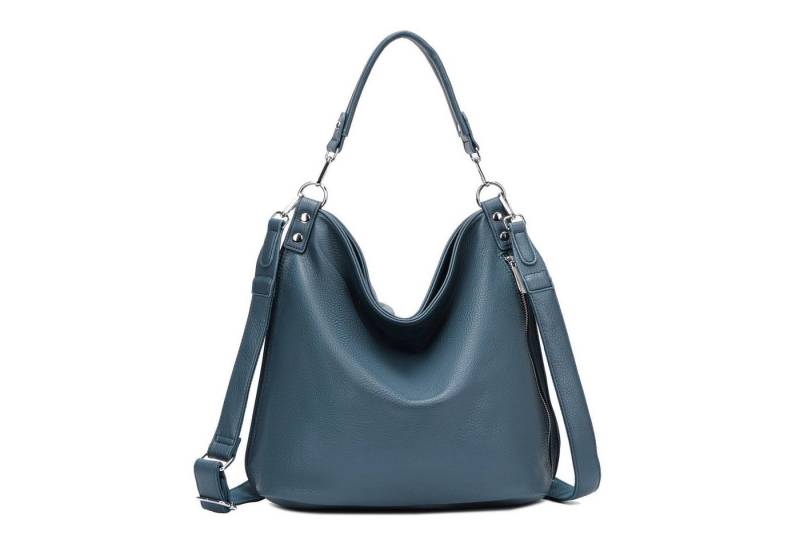 ITALYSHOP24 Schultertasche DAMEN XXL SHOPPER HOBO Cross Over Body Bag Umhängetasche Weekender (Spar-Set: Henkel Tasche mit Muster Schultergurt, Workbag Leder Optik, 2-tlg), große 3xFach geteiltes Hauptfach, Freizeit Abend Urlaub, Leder Optik von ITALYSHOP24