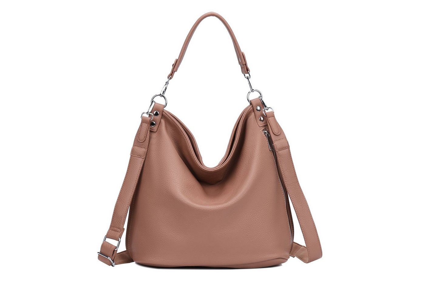 ITALYSHOP24 Schultertasche DAMEN XXL SHOPPER HOBO Cross Over Body Bag Umhängetasche Weekender (Spar-Set: Henkel Tasche mit Muster Schultergurt, Workbag Leder Optik, 2-tlg), große 3xFach geteiltes Hauptfach, Freizeit Abend Urlaub, Leder Optik von ITALYSHOP24