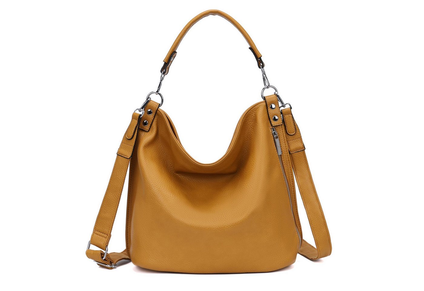 ITALYSHOP24 Schultertasche DAMEN XXL SHOPPER HOBO Cross Over Body Bag Umhängetasche Weekender (Spar-Set: Henkel Tasche mit Muster Schultergurt, Workbag Leder Optik, 2-tlg., mit Henkel und Muster Schultergurt), große 3xFach geteiltes Hauptfach, Freizeit Abend Urlaub, Leder Optik von ITALYSHOP24