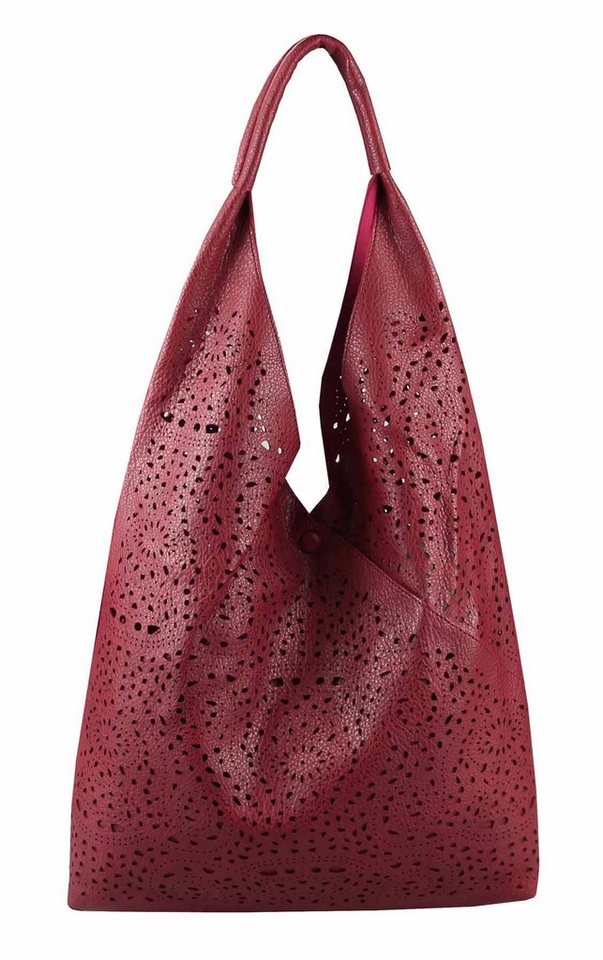 ITALYSHOP24 Schultertasche DAMEN XXL SHOPPER Set HOBO Cross Over Body Bag Umhängetasche Beutel (Spar-Set: Henkel Tasche mit CrossOver, Workbag Schule Tote Weekender, 2-tlg), Schmucktasche Smartphone Freizeit Abend Urlaub Leder Optik leicht von ITALYSHOP24