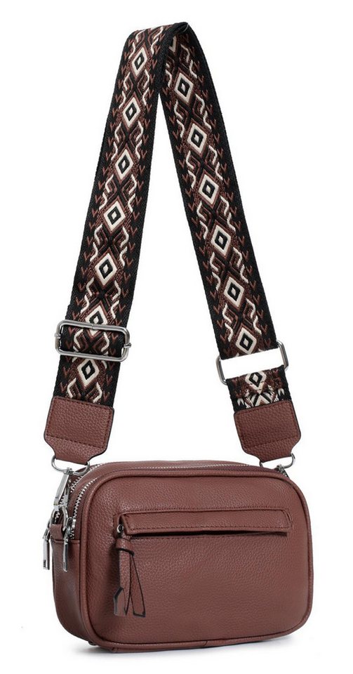 ITALYSHOP24 Schultertasche Damen Bodybag Umhängetasche Brusttasche Crossover Handtasche Freizeit (Tasche mit einem breitem Muster Stoffgurt/Umhängeband), Cross Bag Schmucktasche Gürteltasche Muster Taschengurt Clutch Reise von ITALYSHOP24