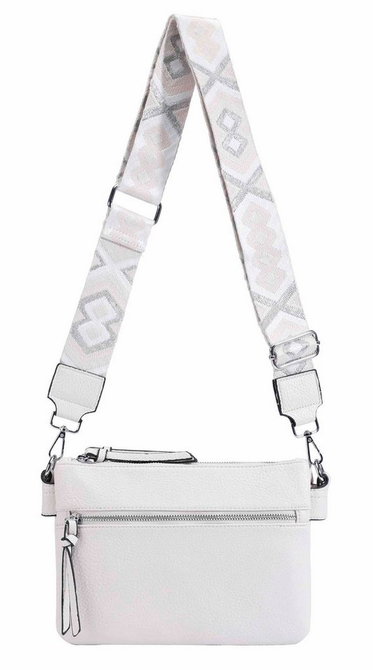 ITALYSHOP24 Schultertasche Damen Bodybag Umhängetasche Messenger Crossbody Brusttasche Crossover (Spar-Set Clutch, Tasche mit einem breitem Muster Stoffgurt/Umhängeband), Handtasche Shopper Freizeit Damentasche Reise Leder Optik Brieftasche von ITALYSHOP24
