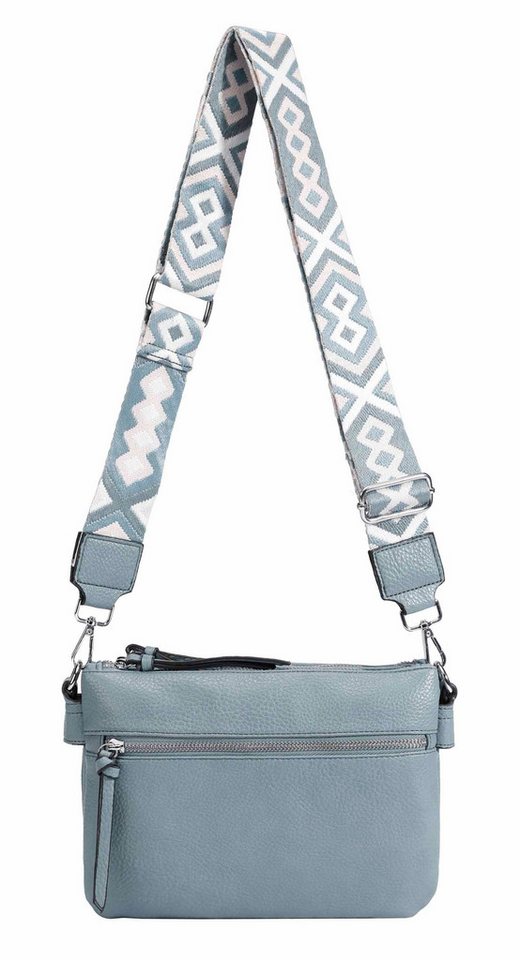 ITALYSHOP24 Schultertasche Damen Bodybag Umhängetasche Messenger Crossbody Brusttasche Crossover (Spar-Set Clutch, Tasche mit einem breitem Muster Stoffgurt/Umhängeband, Leder Optik), Handtasche Shopper Freizeit Damentasche Reise Leder Optik Brieftasche von ITALYSHOP24