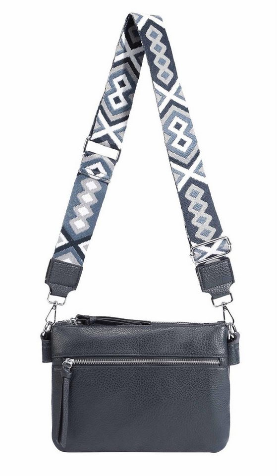 ITALYSHOP24 Schultertasche Damen Bodybag Umhängetasche Messenger Crossbody Brusttasche Crossover (Spar-Set Clutch, Tasche mit einem breitem Muster Stoffgurt/Umhängeband, Leder Optik), Handtasche Shopper Freizeit Damentasche Reise Leder Optik Brieftasche von ITALYSHOP24