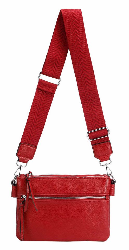 ITALYSHOP24 Schultertasche Damen Bodybag Umhängetasche Messenger Crossbody Brusttasche Crossover (Spar-Set Clutch, Tasche mit einem breitem Muster Stoffgurt/Umhängeband, Leder Optik), Handtasche Shopper Freizeit Damentasche Reise Leder Optik Brieftasche von ITALYSHOP24