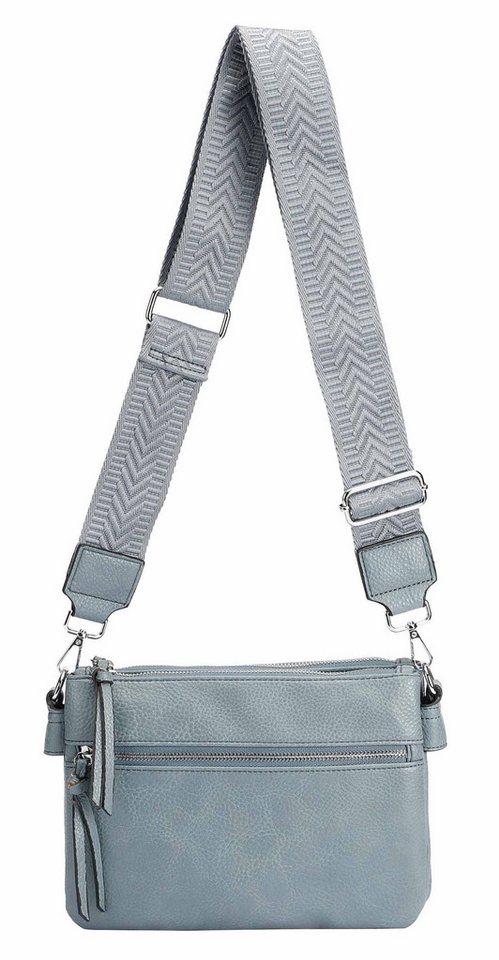 ITALYSHOP24 Schultertasche Damen Bodybag Umhängetasche Messenger Crossbody Brusttasche Crossover (Spar-Set Clutch, Tasche mit einem breitem Muster Stoffgurt/Umhängeband, Leder Optik), Handtasche Shopper Freizeit Damentasche Reise Leder Optik Brieftasche von ITALYSHOP24