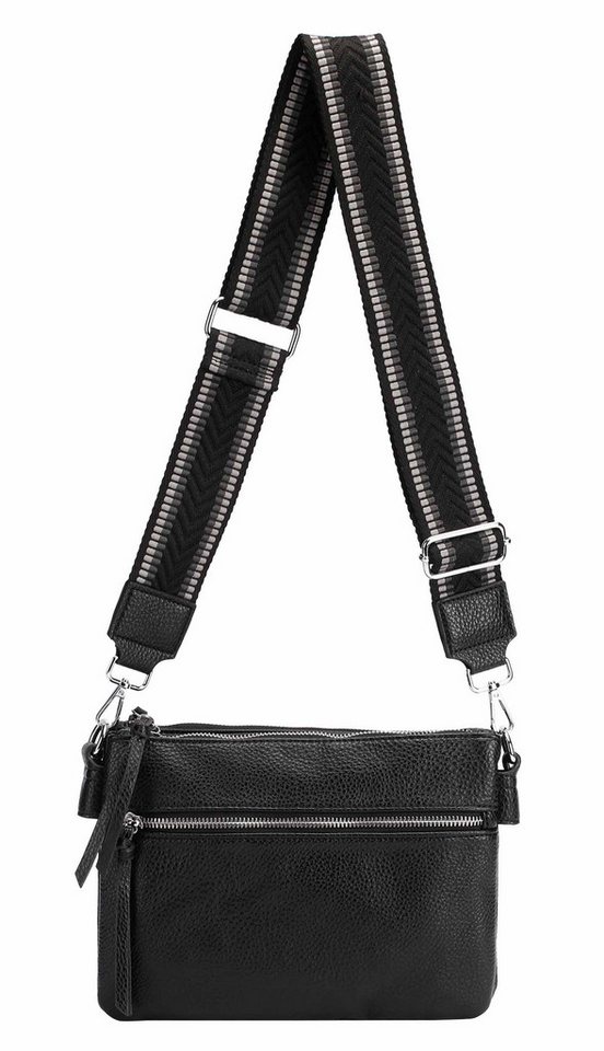 ITALYSHOP24 Schultertasche Damen Bodybag Umhängetasche Messenger Crossbody Brusttasche Crossover (Spar-Set Clutch, Tasche mit einem breitem Muster Stoffgurt/Umhängeband, Leder Optik), Handtasche Shopper Freizeit Damentasche Reise Leder Optik Brieftasche von ITALYSHOP24