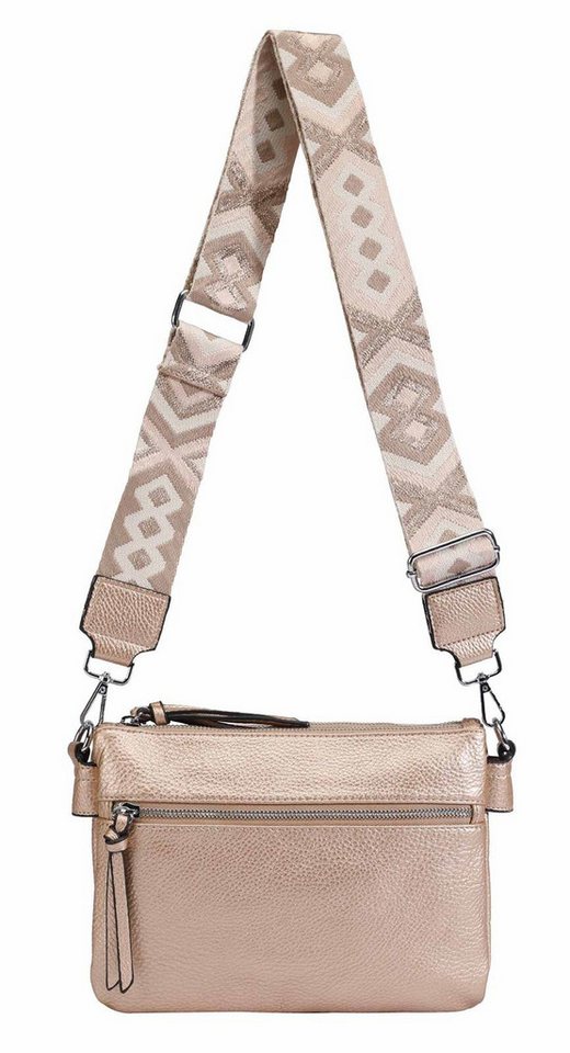 ITALYSHOP24 Schultertasche Damen Bodybag Umhängetasche Messenger Crossbody Brusttasche Crossover (Spar-Set Clutch, Tasche mit einem breitem Muster Stoffgurt/Umhängeband, Leder Optik), Handtasche Shopper Freizeit Damentasche Reise Leder Optik Brieftasche von ITALYSHOP24