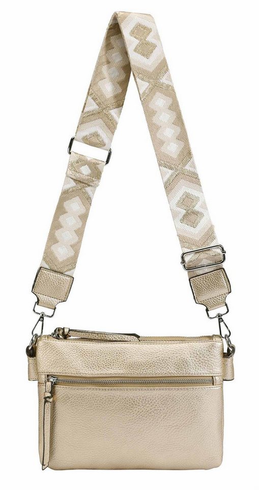 ITALYSHOP24 Schultertasche Damen Bodybag Umhängetasche Messenger Crossbody Brusttasche Crossover (Spar-Set Clutch, Tasche mit einem breitem Muster Stoffgurt/Umhängeband, Leder Optik), Handtasche Shopper Freizeit Damentasche Reise Leder Optik Brieftasche von ITALYSHOP24