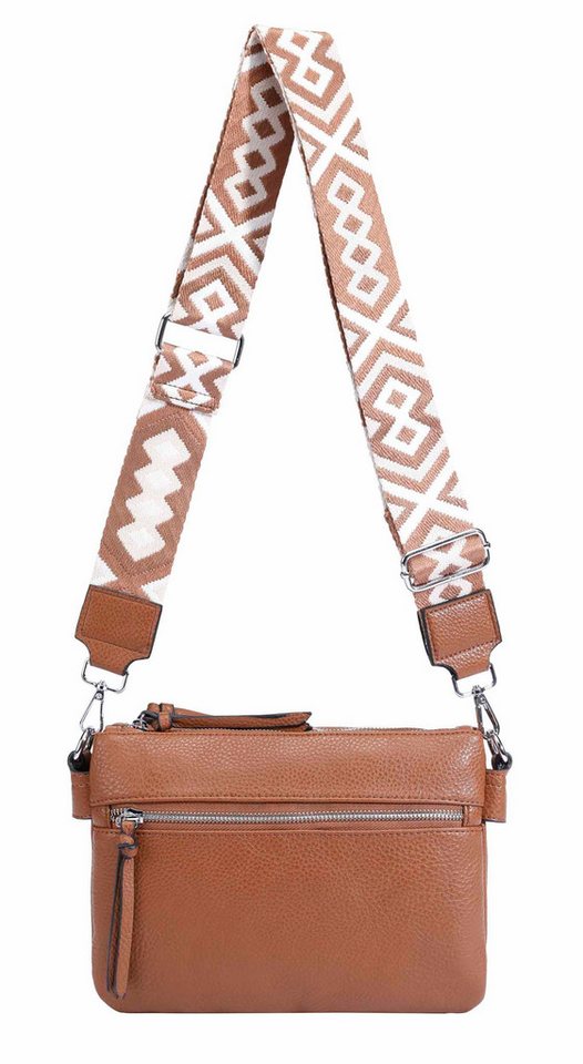 ITALYSHOP24 Schultertasche Damen Bodybag Umhängetasche Messenger Crossbody Brusttasche Crossover (Spar-Set Clutch, Tasche mit einem breitem Muster Stoffgurt/Umhängeband, Leder Optik), Handtasche Shopper Freizeit Damentasche Reise Leder Optik Brieftasche von ITALYSHOP24