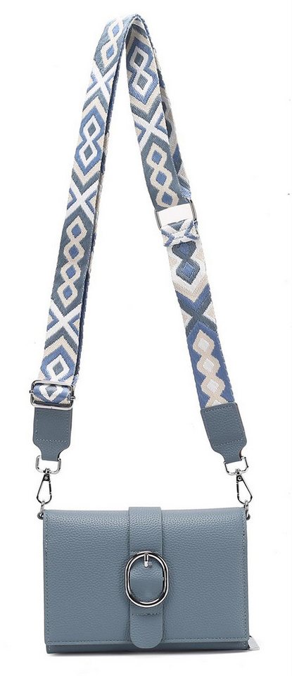 ITALYSHOP24 Schultertasche Damen CROSS OVER BODY Brusttasche Umhängetasche Clutch mit Geldbörse (kleine Gürtel-Tasche, 3 getrennte Fächer, breites Gurt, Kartenetui), Bodybag Geldtasche Muster Taschengurt, Handyfach, Leder Optik, leicht von ITALYSHOP24