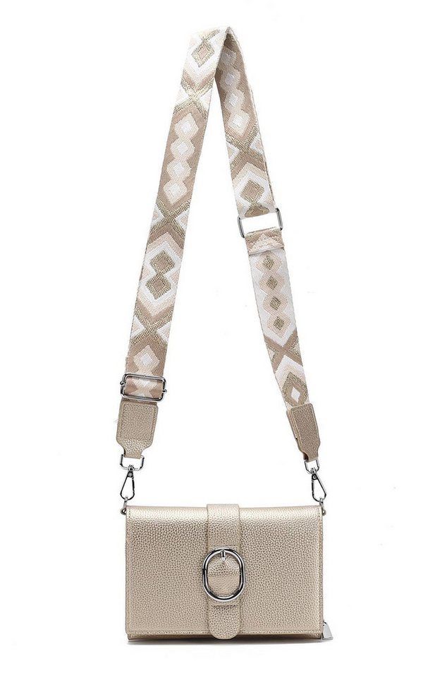 ITALYSHOP24 Schultertasche Damen CROSS OVER BODY Brusttasche Umhängetasche Clutch mit Geldbörse (kleine Gürtel-Tasche, 3 getrennte Fächer, breites Gurt, Kartenetui), Bodybag Geldtasche Muster Taschengurt, Handyfach, Leder Optik, leicht von ITALYSHOP24