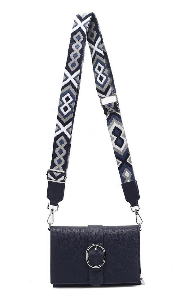 ITALYSHOP24 Schultertasche Damen CROSS OVER BODY Brusttasche Umhängetasche Clutch mit Geldbörse (kleine Gürtel-Tasche, 3 getrennte Fächer, breites Gurt, Kartenetui), Bodybag Geldtasche Muster Taschengurt, Handyfach, Leder Optik, leicht von ITALYSHOP24