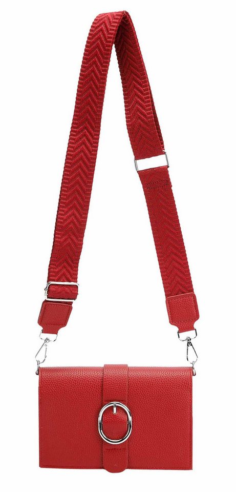 ITALYSHOP24 Schultertasche Damen CROSS OVER BODY Brusttasche Umhängetasche Clutch mit Geldbörse (kleine Gürtel-Tasche, 3 getrennte Fächer, breites Gurt, Kartenetui), Bodybag Geldtasche Muster Taschengurt, Handyfach, Leder Optik, leicht von ITALYSHOP24