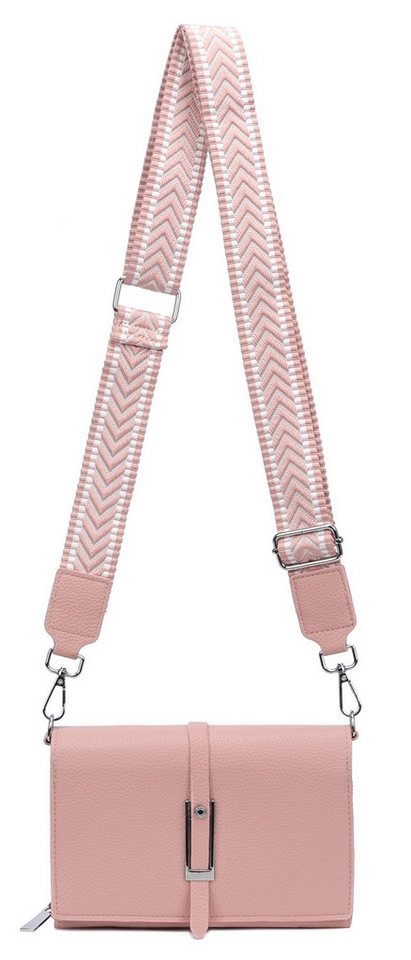 ITALYSHOP24 Schultertasche Damen CROSS OVER BODY Brusttasche Umhängetasche Clutch mit Geldbörse (kleine Gürtel-Tasche, 3 getrennte Fächer, breites Gurt, Kartenetui), Bodybag Geldtasche Muster Taschengurt, Handyfach, Leder Optik, leicht von ITALYSHOP24