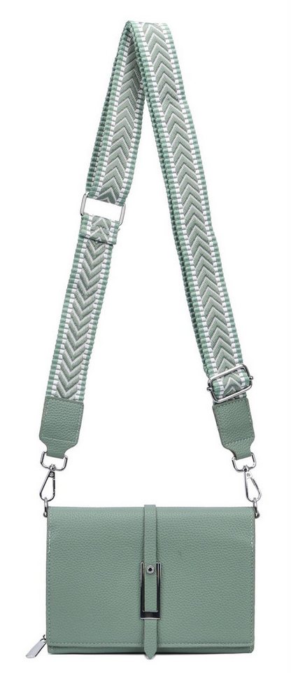 ITALYSHOP24 Schultertasche Damen CROSS OVER BODY Brusttasche Umhängetasche Clutch mit Geldbörse (kleine Gürtel-Tasche, 3 getrennte Fächer, breites Gurt, Kartenetui), Bodybag Geldtasche Muster Taschengurt, Handyfach, Leder Optik, leicht von ITALYSHOP24