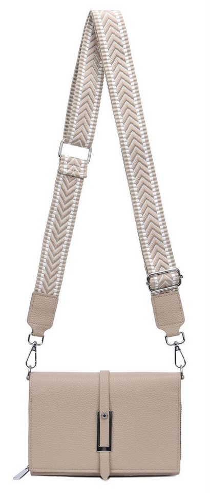 ITALYSHOP24 Schultertasche Damen CROSS OVER BODY Brusttasche Umhängetasche Clutch mit Geldbörse (kleine Gürtel-Tasche, 3 getrennte Fächer, breites Gurt, Kartenetui), Bodybag Geldtasche Muster Taschengurt, Handyfach, Leder Optik, leicht von ITALYSHOP24