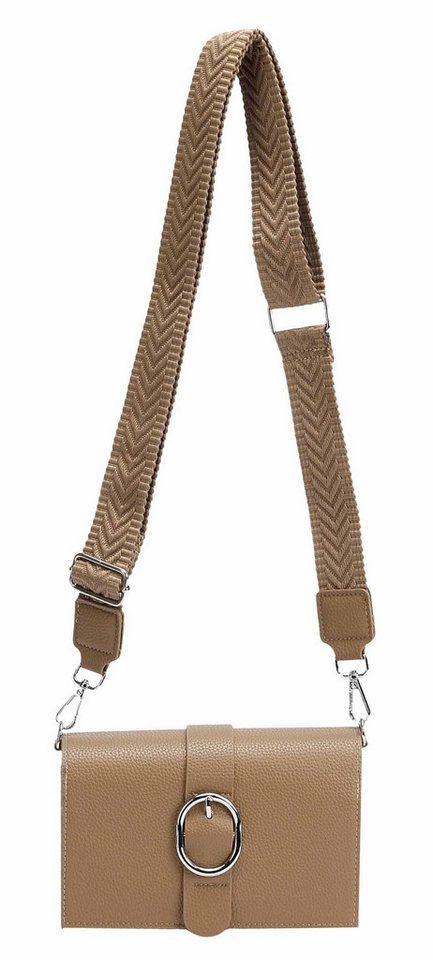 ITALYSHOP24 Schultertasche Damen CROSS OVER BODY Brusttasche Umhängetasche Clutch mit Geldbörse (kleine Gürtel-Tasche, 3 getrennte Fächer, breites Gurt, Kartenetui), Bodybag Geldtasche Muster Taschengurt, Handyfach, Leder Optik, leicht von ITALYSHOP24