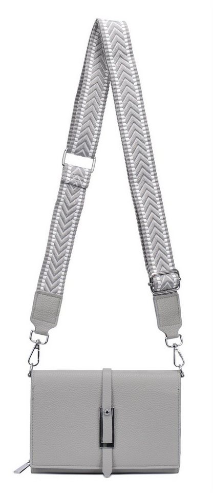 ITALYSHOP24 Schultertasche Damen CROSS OVER BODY Brusttasche Umhängetasche Clutch mit Geldbörse (kleine Gürtel-Tasche, 3 getrennte Fächer, breites Gurt, Kartenetui), Bodybag Geldtasche Muster Taschengurt, Handyfach, Leder Optik, leicht von ITALYSHOP24