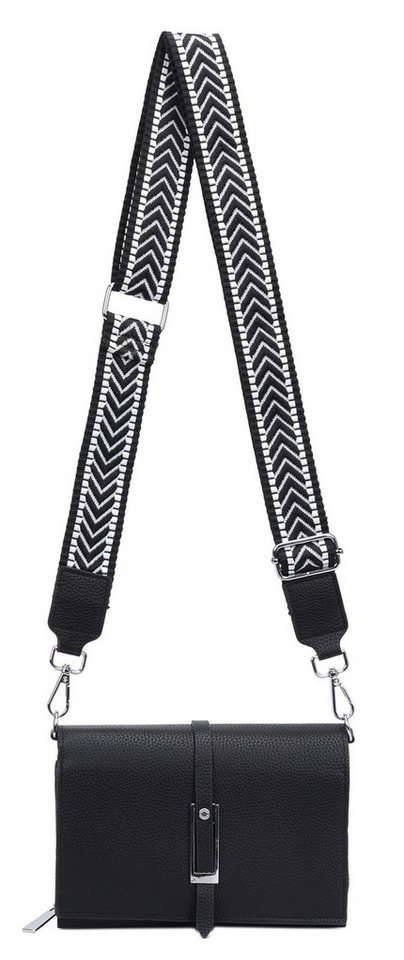 ITALYSHOP24 Schultertasche Damen CROSS OVER BODY Brusttasche Umhängetasche Clutch mit Geldbörse (kleine Gürtel-Tasche, 3 getrennte Fächer, breites Gurt, Kartenetui), Bodybag Geldtasche Muster Taschengurt, Handyfach, Leder Optik, leicht von ITALYSHOP24