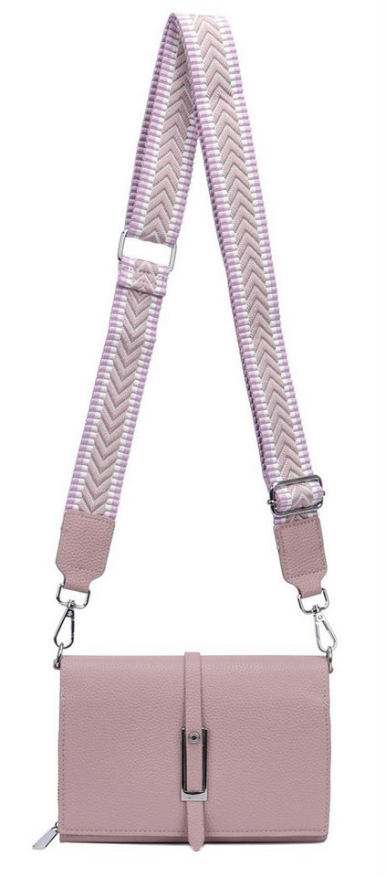 ITALYSHOP24 Schultertasche Damen CROSS OVER BODY Brusttasche Umhängetasche Clutch mit Geldbörse (kleine Gürtel-Tasche, 3 getrennte Fächer, breites Gurt, Kartenetui), Bodybag Geldtasche Muster Taschengurt, Handyfach, Leder Optik, leicht von ITALYSHOP24