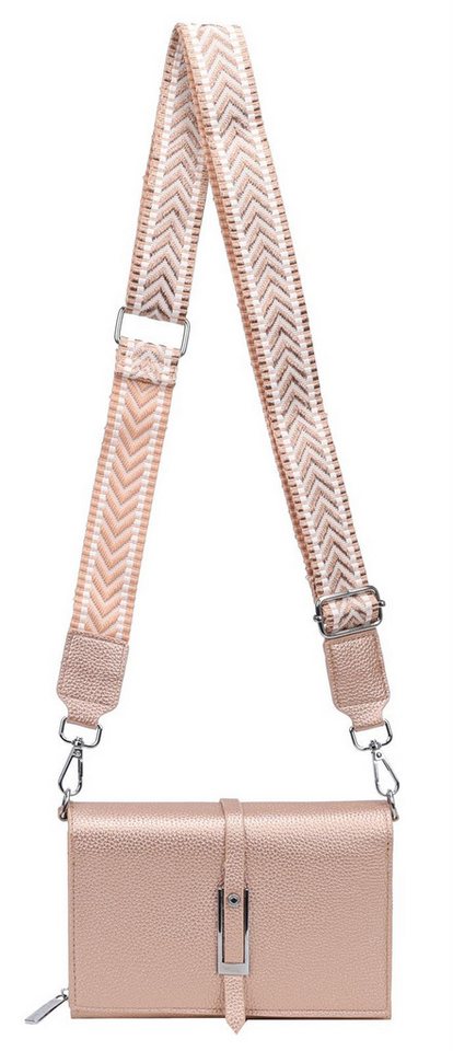 ITALYSHOP24 Schultertasche Damen CROSS OVER BODY Brusttasche Umhängetasche Clutch mit Geldbörse (kleine Gürtel-Tasche, 3 getrennte Fächer, breites Gurt, Kartenetui), Bodybag Geldtasche Muster Taschengurt, Handyfach, Leder Optik, leicht von ITALYSHOP24