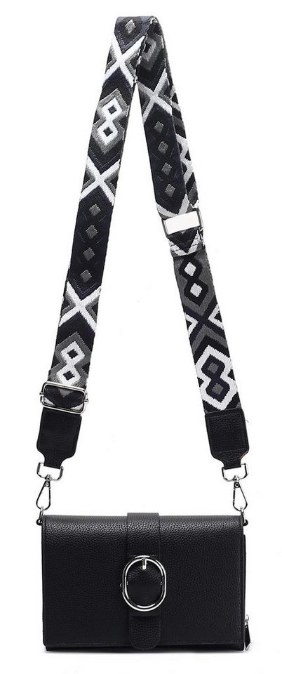 ITALYSHOP24 Schultertasche Damen CROSS OVER BODY Brusttasche Umhängetasche Clutch mit Geldbörse (kleine Gürtel-Tasche, 3 getrennte Fächer, breites Gurt, Kartenetui), Bodybag Geldtasche Muster Taschengurt, Handyfach, Leder Optik, leicht von ITALYSHOP24