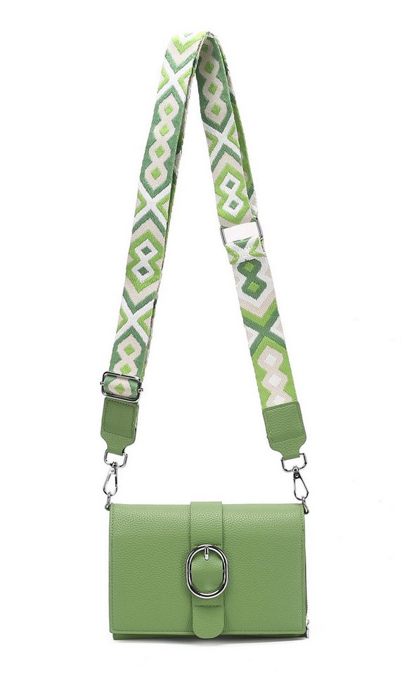 ITALYSHOP24 Schultertasche Damen CROSS OVER BODY Brusttasche Umhängetasche Clutch mit Geldbörse (kleine Gürtel-Tasche, 3 getrennte Fächer, breites Gurt, Kartenetui), Bodybag Geldtasche Muster Taschengurt, Handyfach, Leder Optik, leicht von ITALYSHOP24