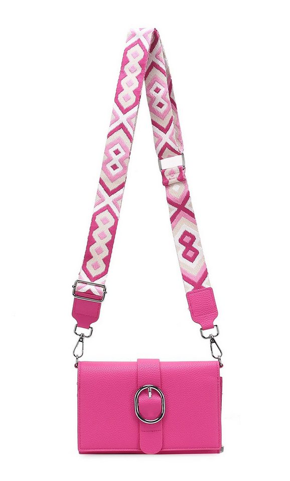 ITALYSHOP24 Schultertasche Damen CROSS OVER BODY Brusttasche Umhängetasche Clutch mit Geldbörse (kleine Gürtel-Tasche, 3 getrennte Fächer, breites Gurt, Kartenetui), Bodybag Geldtasche Muster Taschengurt, Handyfach, Leder Optik, leicht von ITALYSHOP24