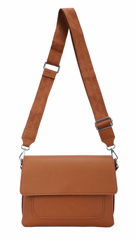 ITALYSHOP24 Schultertasche Damen Crossbody Bodybag Umhängetasche Messenger Brusttasche Crossover (Spar-Set Clutch, Tasche mit einem breitem Muster Stoffgurt/Umhängeband), Handtasche Shopper Freizeit Damentasche Reise Leder Optik von ITALYSHOP24