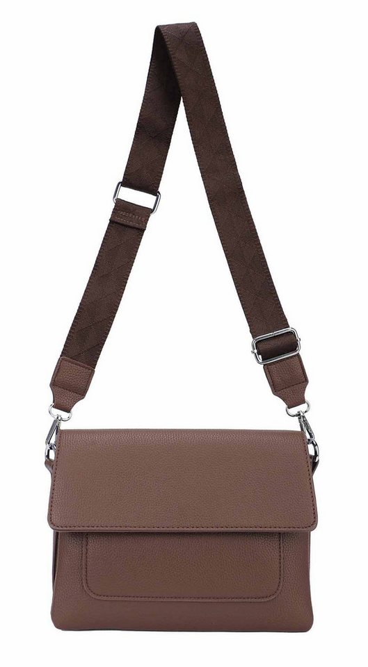 ITALYSHOP24 Schultertasche Damen Crossbody Bodybag Umhängetasche Messenger Brusttasche Crossover (Spar-Set Clutch, Tasche mit einem breitem Muster Stoffgurt/Umhängeband), Handtasche Shopper Freizeit Damentasche Reise Leder Optik von ITALYSHOP24