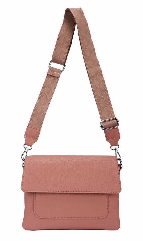 ITALYSHOP24 Schultertasche Damen Crossbody Bodybag Umhängetasche Messenger Brusttasche Crossover (Spar-Set Clutch, Tasche mit einem breitem Muster Stoffgurt/Umhängeband, Leder Optik), Handtasche Shopper Freizeit Damentasche Reise Leder Optik von ITALYSHOP24