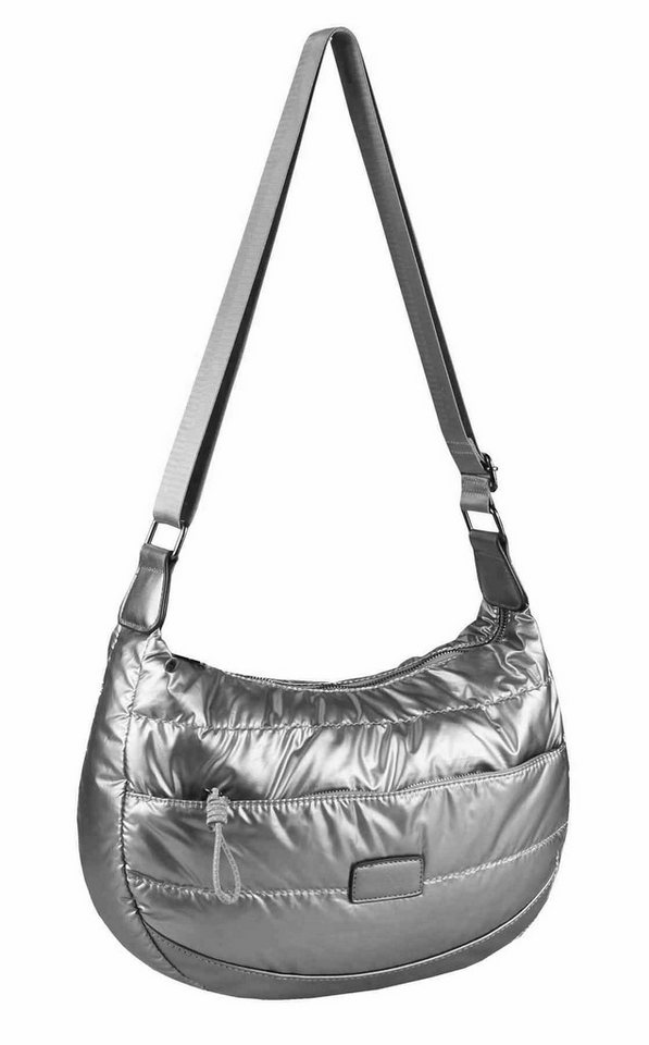 ITALYSHOP24 Schultertasche Damen Halbmond Tasche Cross Over Nylon Shopper Brusttasche Bodybag, 5* PREMIMU Umhängetasche Crossbody Runde MOON Brust Slingtasche Puffer von ITALYSHOP24