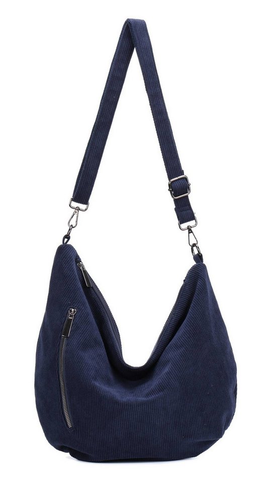 ITALYSHOP24 Schultertasche Damen Halbmond Tasche aus Cord CrossOver Body Bag Umhängetasche, Runde Cordtasche Asymmetrisches MOON Brust Slingtasche Wildlederoptik von ITALYSHOP24