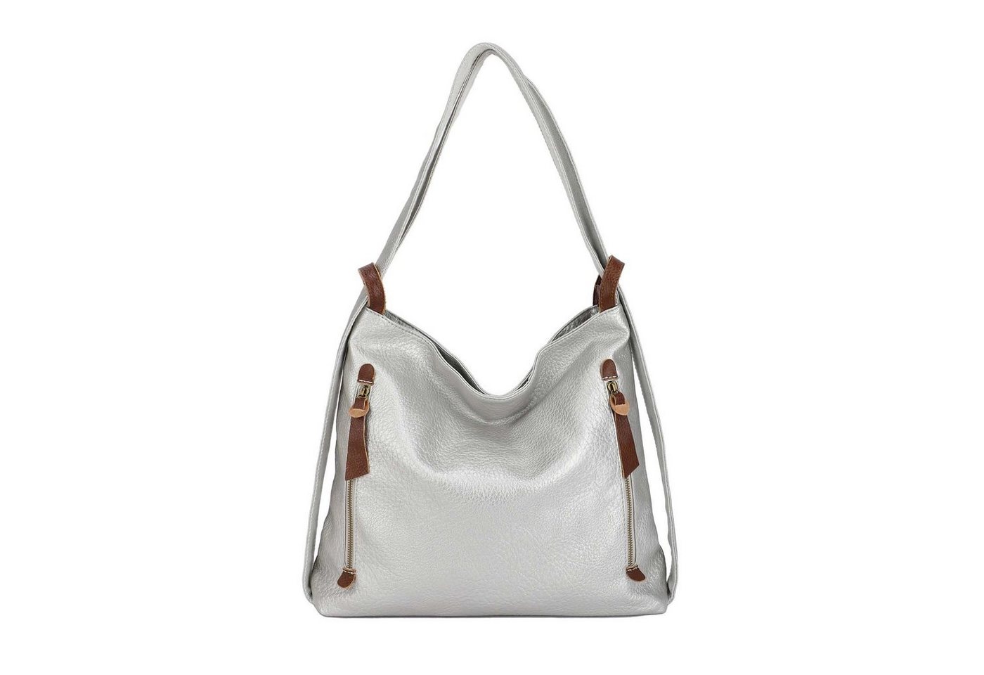 ITALYSHOP24 Schultertasche Damen Rucksack Handtasche Schultertasche, leichtgewicht Shopper, als Umhängetasche tragbar von ITALYSHOP24