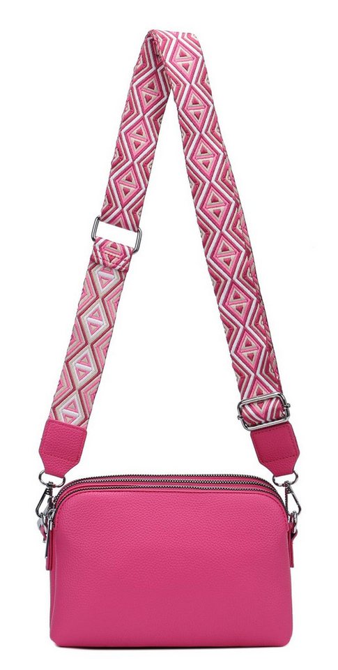 ITALYSHOP24 Schultertasche Damen Tasche Bodybag Umhängetasche Crossbody Brusttasche Handtasche, Crossover Muster Taschengurt Smartphone Geldtasche Abend Handy Clutch von ITALYSHOP24