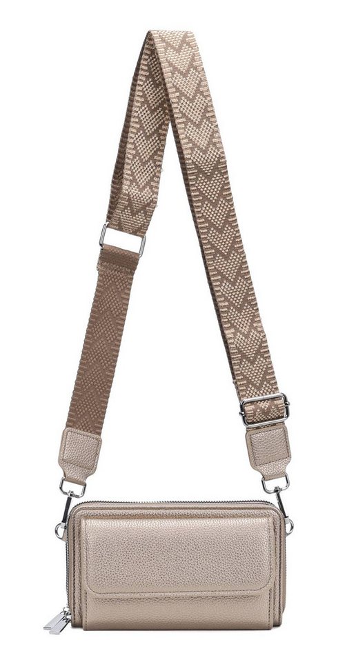 ITALYSHOP24 Schultertasche Damen Tasche Crossbody Brusttasche Kartenetui Umhängetasche Smartphone (kleine Gürtel-Tasche, 2 getrennte Fächer, breites Gurt, Kartenetui), Bodybag Geldbörse Muster Taschengurt Handytasche Leder Optik Crossover von ITALYSHOP24