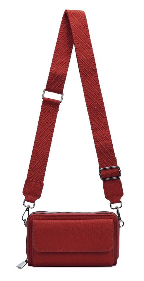 ITALYSHOP24 Schultertasche Damen Tasche Crossbody Brusttasche Kartenetui Umhängetasche Smartphone (kleine Gürtel-Tasche, 2 getrennte Fächer, breites Gurt, Kartenetui), Bodybag Geldbörse Muster Taschengurt Handytasche Leder Optik Crossover von ITALYSHOP24