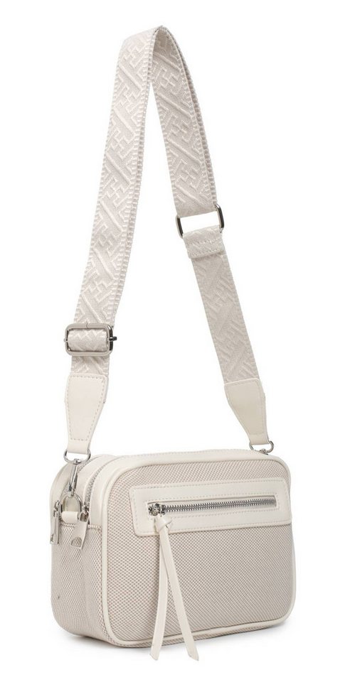 ITALYSHOP24 Schultertasche Damen Tasche Crossbody Canvas Umhängetasche Brusttasche Leder Optik (Spar-Set Clutch-Tasche mit einem breitem Muster Stoffgurt/Umhängeband, Leder Optik), viele Fächer, Crossover Freizeit Damentasche Camera Bag Kosmetiktasche von ITALYSHOP24