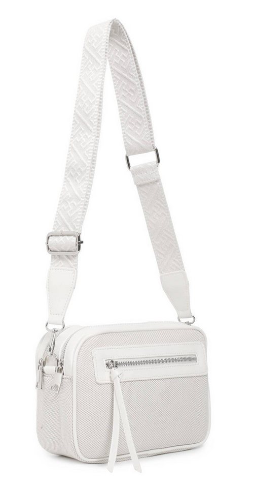 ITALYSHOP24 Schultertasche Damen Tasche Crossbody Canvas Umhängetasche Brusttasche Leder Optik (Spar-Set Clutch-Tasche mit einem breitem Muster Stoffgurt/Umhängeband, Leder Optik), viele Fächer, Crossover Freizeit Damentasche Camera Bag Kosmetiktasche von ITALYSHOP24