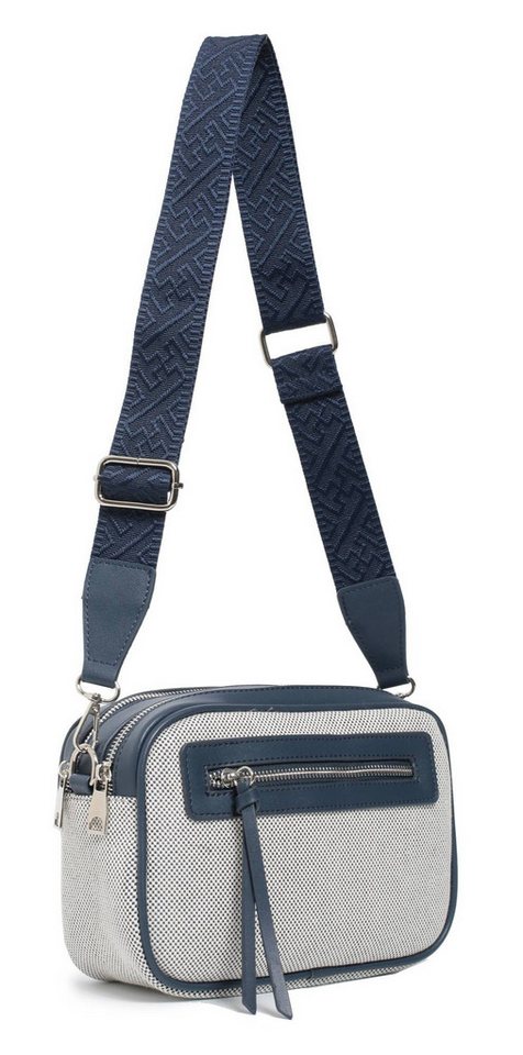 ITALYSHOP24 Schultertasche Damen Tasche Crossbody Canvas Umhängetasche Brusttasche Leder Optik (Spar-Set Clutch-Tasche mit einem breitem Muster Stoffgurt/Umhängeband, Leder Optik), viele Fächer, Crossover Freizeit Damentasche Camera Bag Kosmetiktasche von ITALYSHOP24