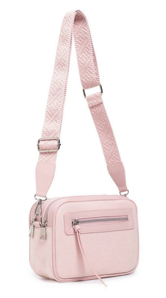 ITALYSHOP24 Schultertasche Damen Tasche Crossbody Canvas Umhängetasche Brusttasche Leder Optik (Spar-Set Clutch-Tasche mit einem breitem Muster Stoffgurt/Umhängeband, Leder Optik), viele Fächer, Crossover Freizeit Damentasche Camera Bag Kosmetiktasche von ITALYSHOP24