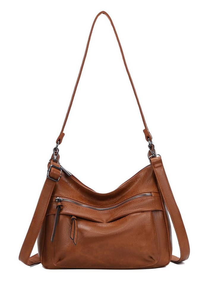ITALYSHOP24 Schultertasche Damen Tasche Crossbody Handtasche Shopper CrossOver Umhängetasche, Hobo Bag Henkeltasche Freizeit Damentasche City Bag Leder Optik Reise von ITALYSHOP24