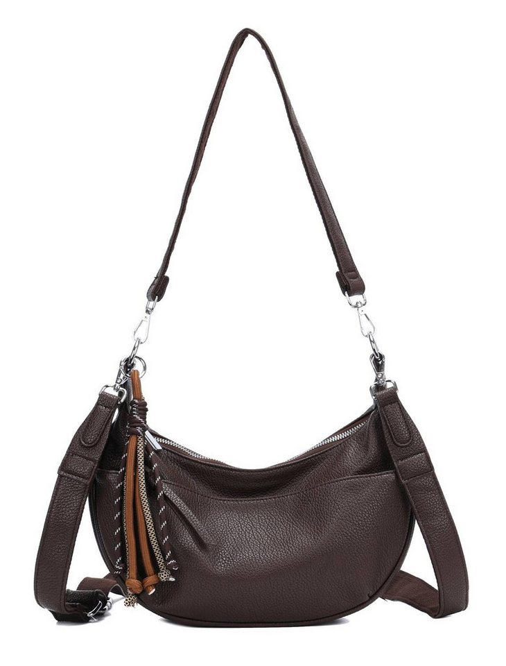 ITALYSHOP24 Schultertasche Damen Tasche Crossbody MOON Hobo Bag CrossOver Umhängetasche Body Bag, Halbmond Tragekomfort Brust Shopper Rücken Slingtasche Leder Optik von ITALYSHOP24