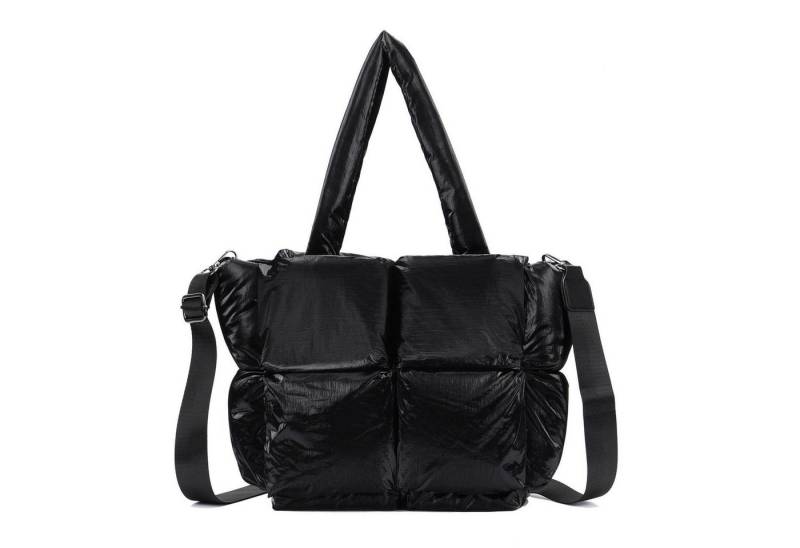 ITALYSHOP24 Schultertasche Damen Tasche Leopard Nylon Puffer Shopper Tote Bag Crossover Freizeit, LEO CrossBody Beuteltasche Handtasche Weekender Reisetasche Leicht von ITALYSHOP24