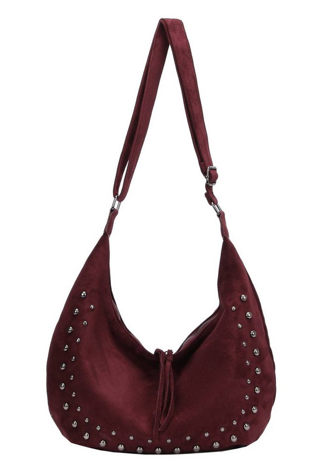 ITALYSHOP24 Schultertasche Damen Tasche MOON Halbmond Cross Over Body Bag Umhängetasche Suedette, Tragekomfort Hüft Brust Bauch Gürtel Rücken Slingtasche Wildlederoptik von ITALYSHOP24